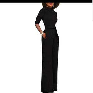 One piece polyester stretch pantsuit